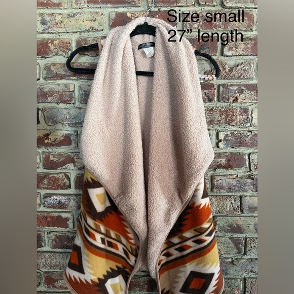 Glitzy Girlz Sweaters - Glitzy Girlz Aztec Sherpa Vest Southwestern Open Front Fleece Bout